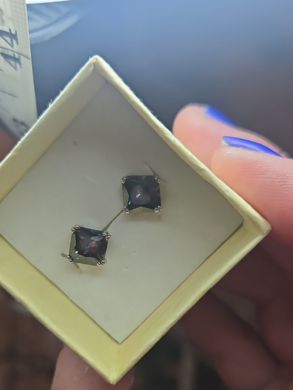 New Mystic Topaz Square Sterling Silver Stud Earrings